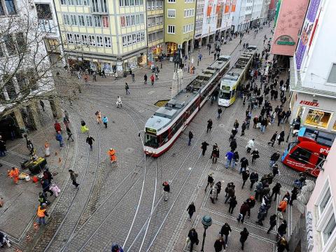 Tranvías de la ciudad de Freiburg, en Alemania.
